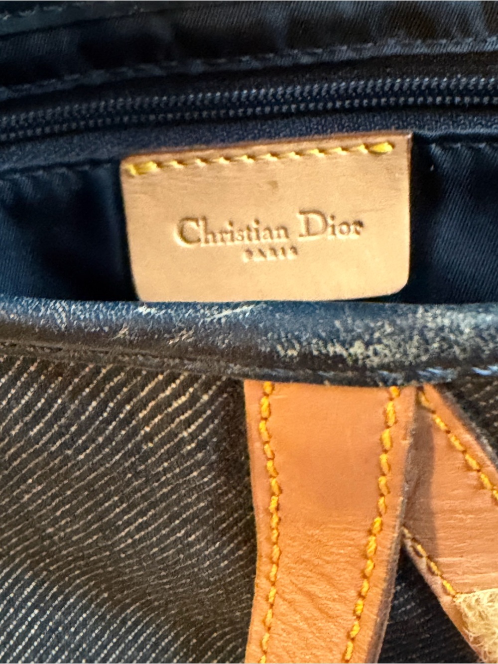 Vintage Dior Saddle Denim Leather Trim Shoulder Bag - Picture 10 of 12